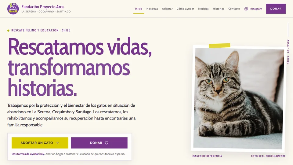 Sitio web desarrollado para Fundación Proyecto Arca